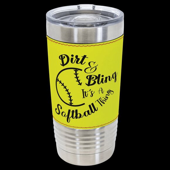 Softball Tumbler 20oz Stainless Steel Travel Cup Personalization Available - Picture 1 of 4